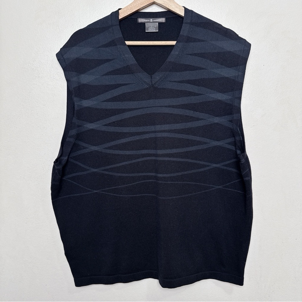 Tiger Woods Mens Large Vneck Striped Knitted Sweater Vest